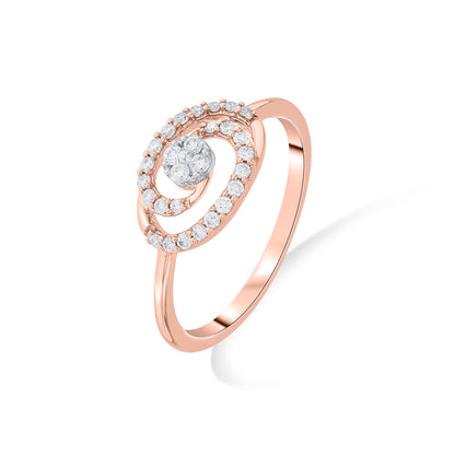 Oval Twist Diamond & Gold Fashion Ring for Women