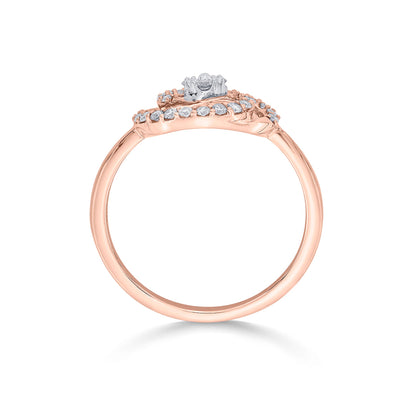 Oval Twist Diamond & Gold Fashion Ring for Women