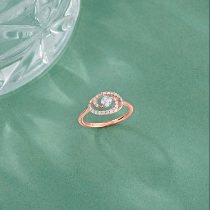 Oval Twist Diamond & Gold Fashion Ring for Women