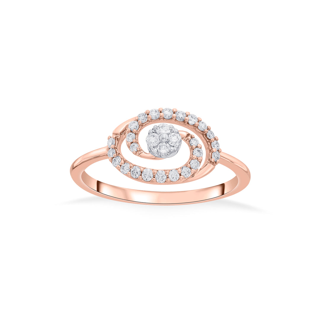 Oval Twist Diamond & Gold Fashion Ring for Women