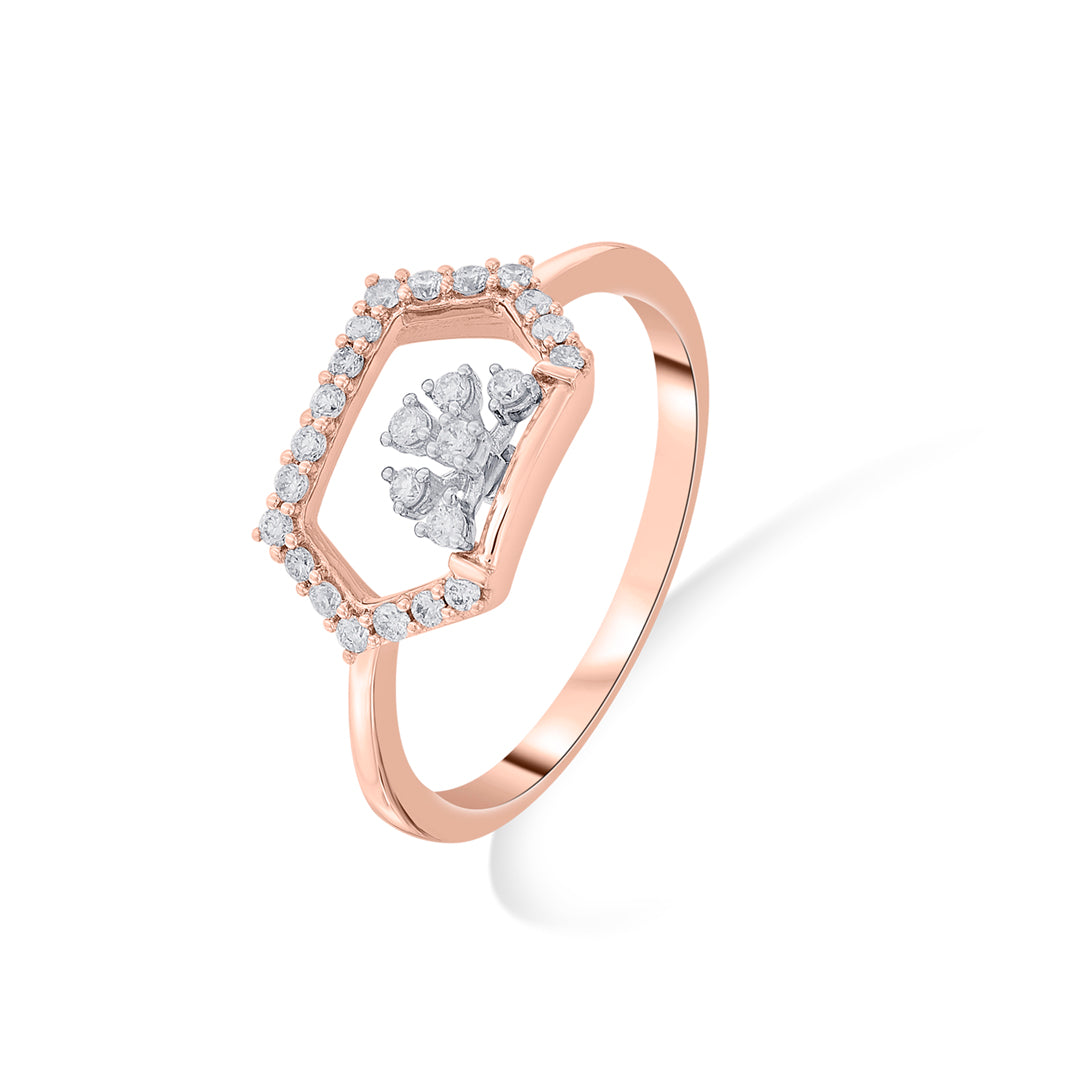 Hexa Blossom Diamond & Gold Fashion Ring for Women