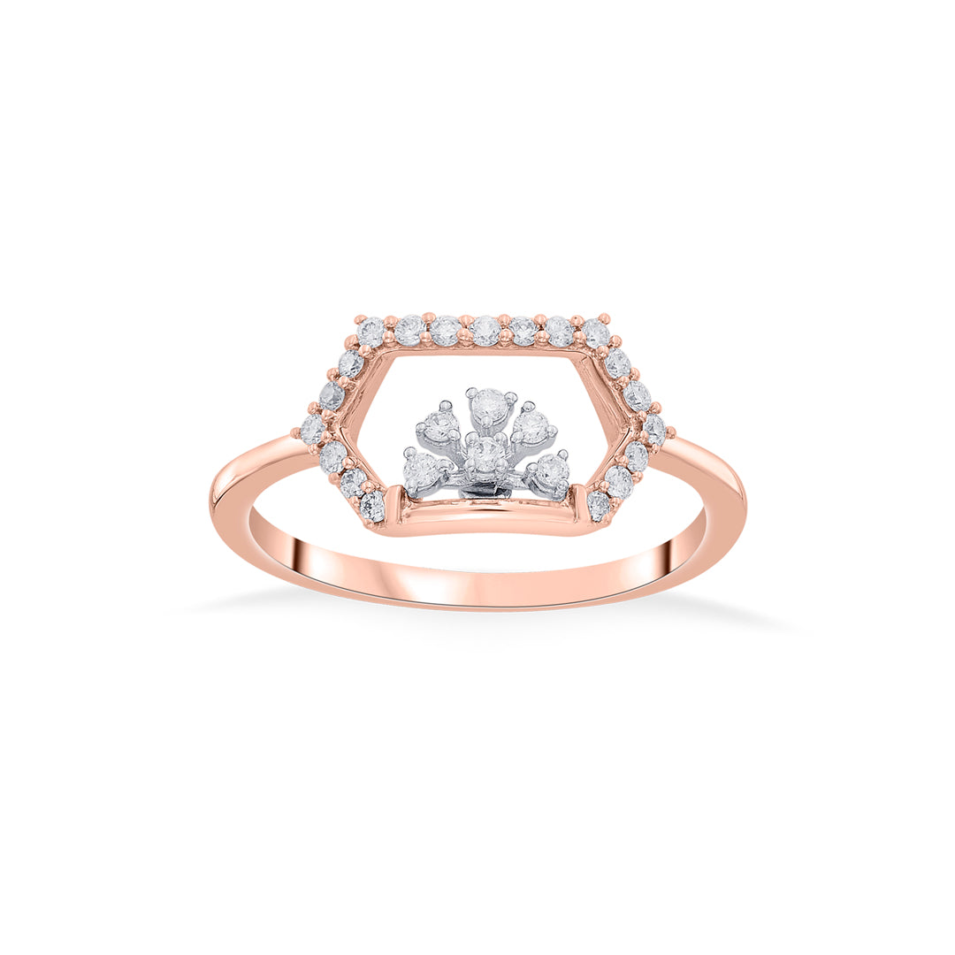 Hexa Blossom Diamond & Gold Fashion Ring for Women