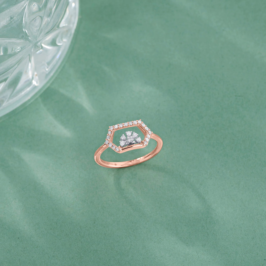 Hexa Blossom Diamond & Gold Fashion Ring for Women