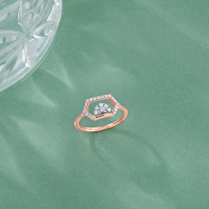 Hexa Blossom Diamond & Gold Fashion Ring for Women