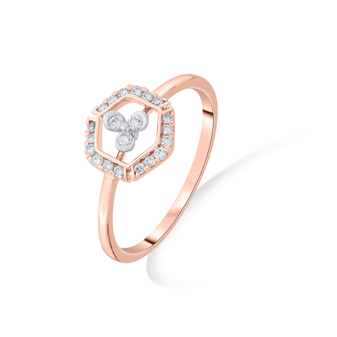 Hexa Shine Diamond & Gold Casual Ring for Women