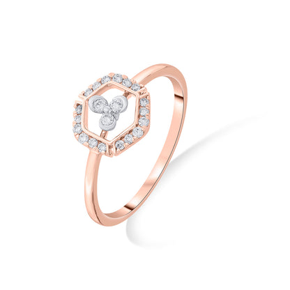 Hexa Shine Diamond & Gold Casual Ring for Women