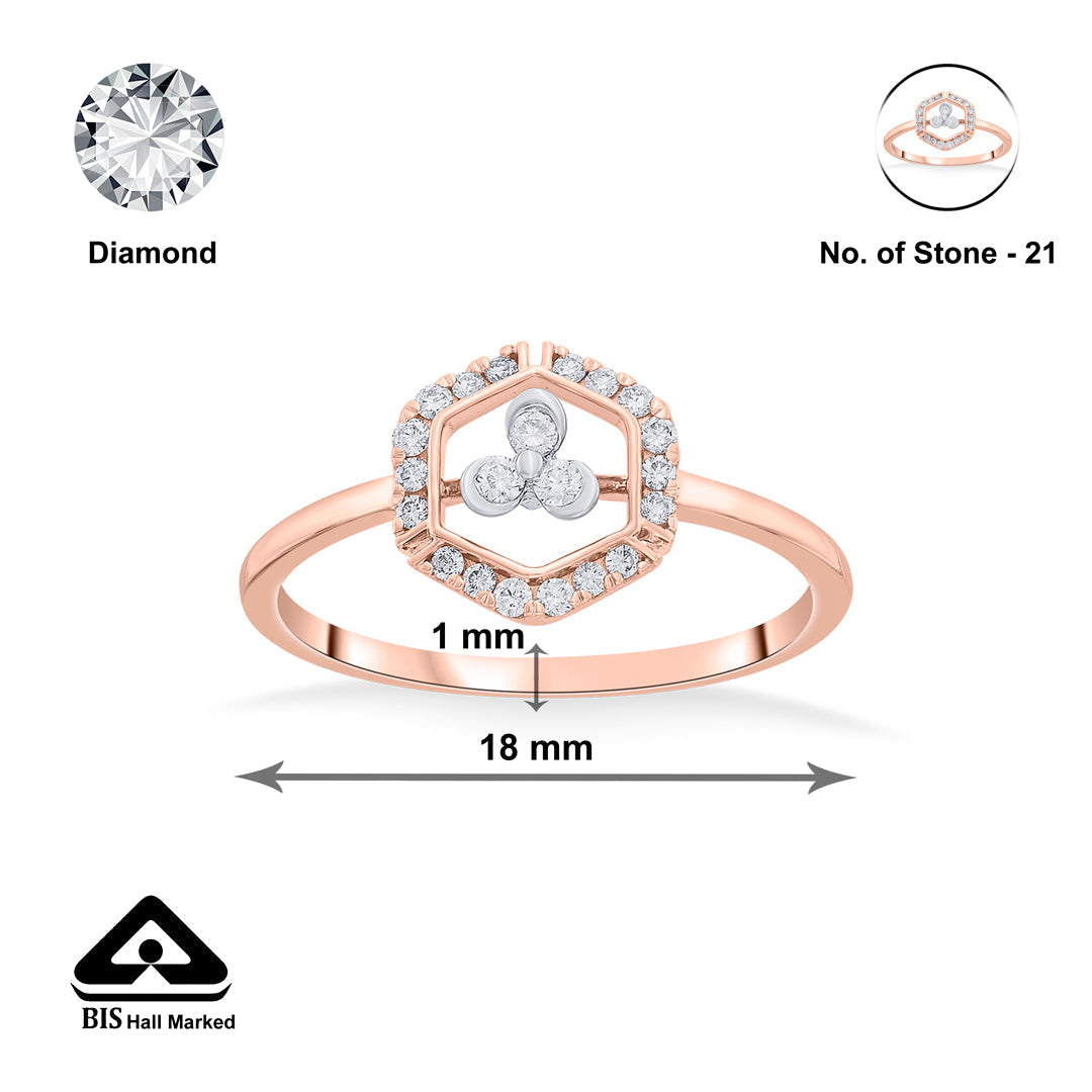 Hexa Shine Diamond & Gold Casual Ring for Women