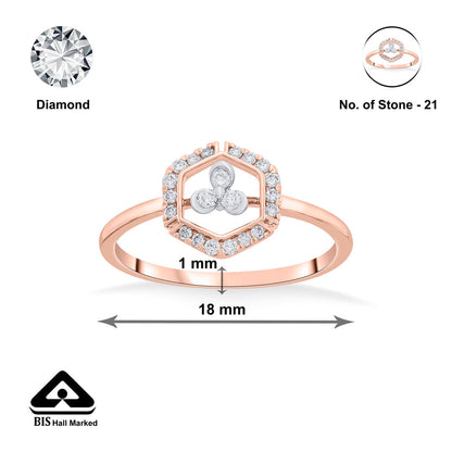 Hexa Shine Diamond & Gold Casual Ring for Women