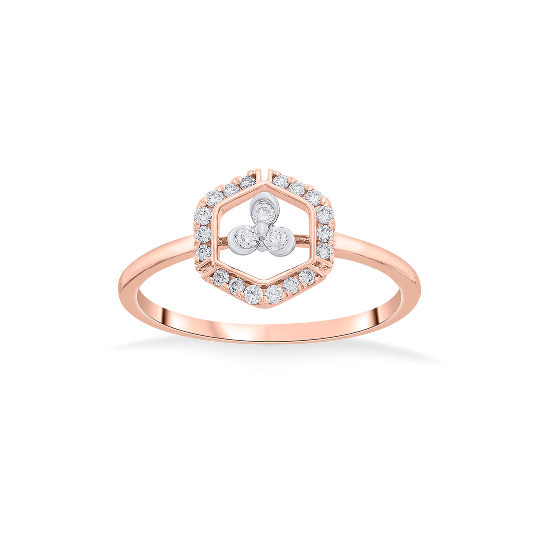 Hexa Shine Diamond & Gold Casual Ring for Women