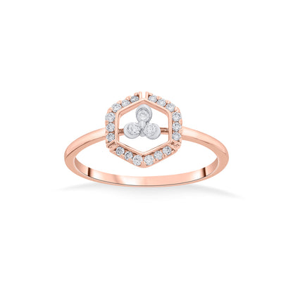 Hexa Shine Diamond & Gold Casual Ring for Women