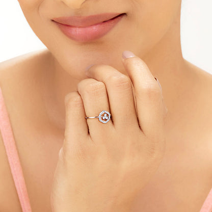 Hexa Shine Diamond & Gold Casual Ring for Women