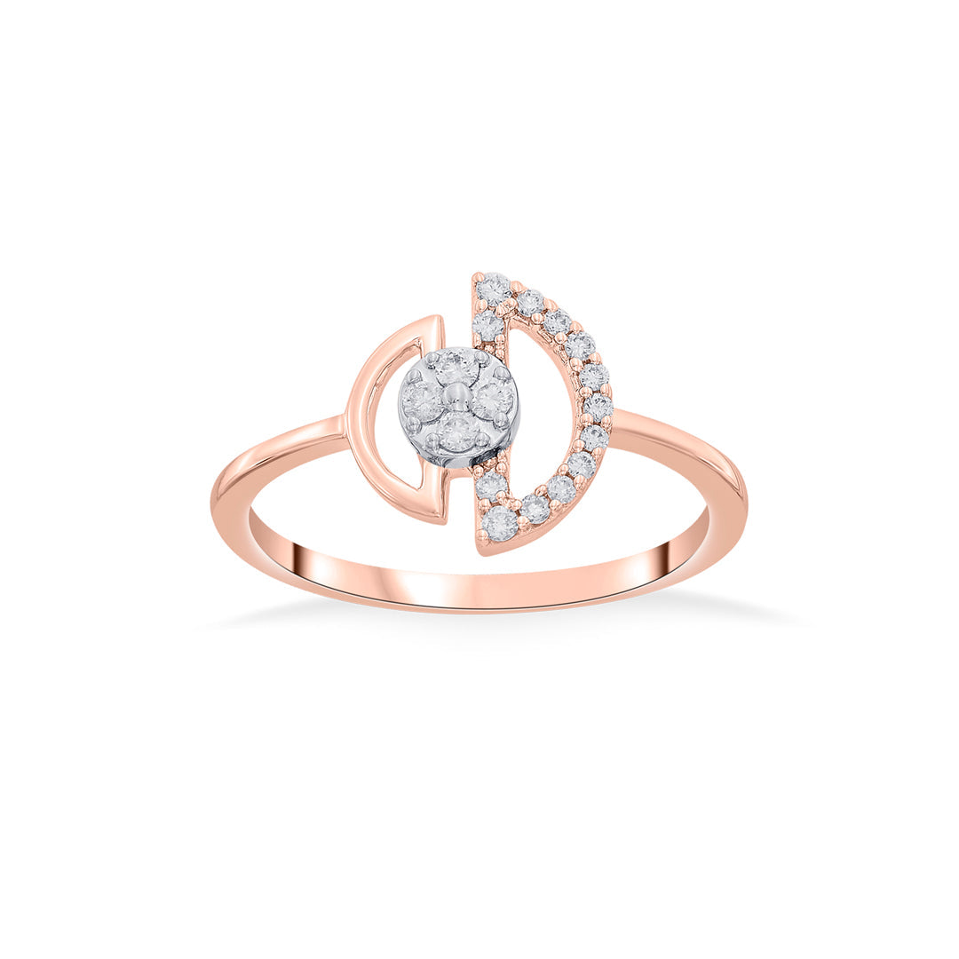 D Spark Diamond & Gold Fashion Ring for Women