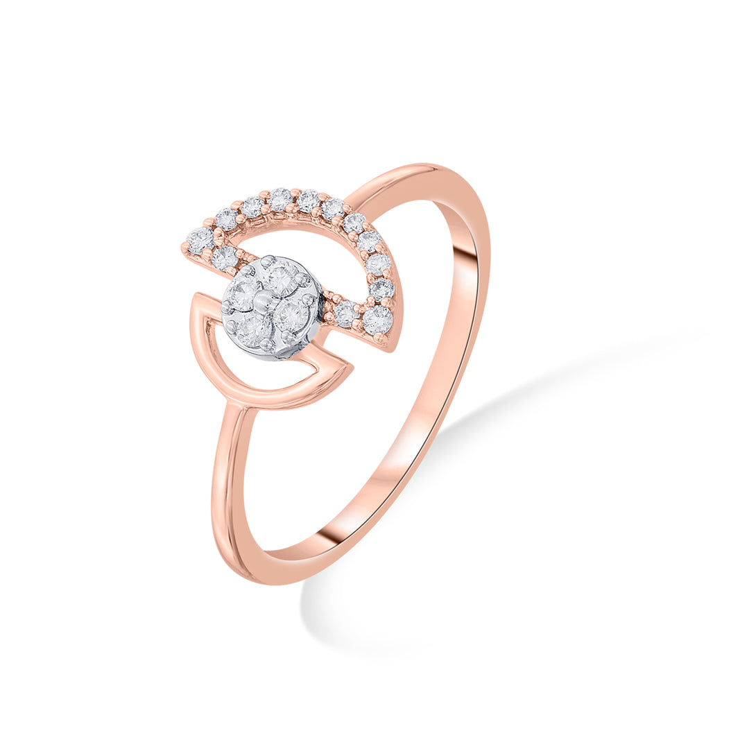 D Spark Diamond & Gold Fashion Ring for Women