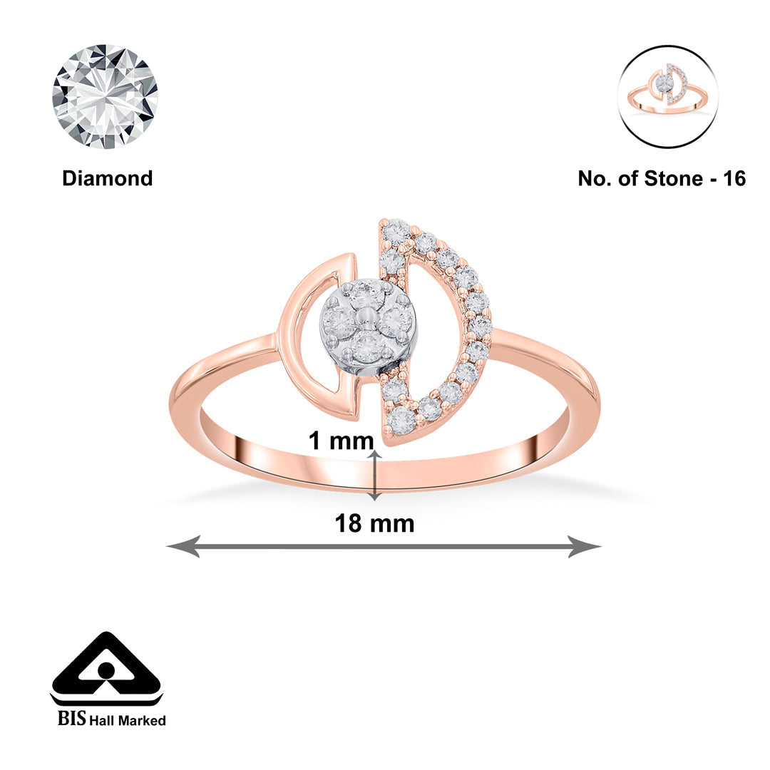 D Spark Diamond & Gold Fashion Ring for Women