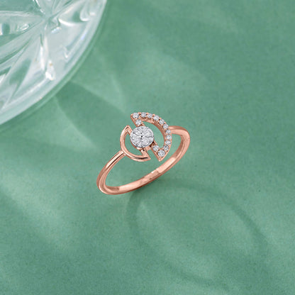 D Spark Diamond & Gold Fashion Ring for Women