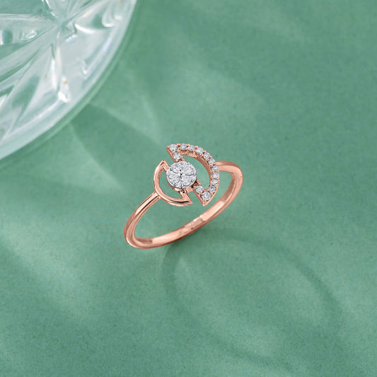 D Spark Diamond & Gold Fashion Ring for Women