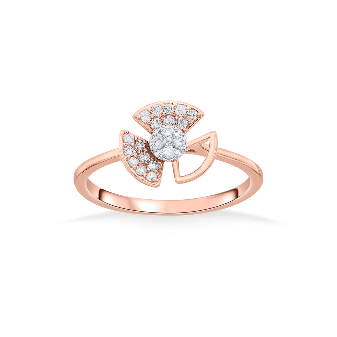 Spiral Fins Diamond & Gold Casual Ring for Women