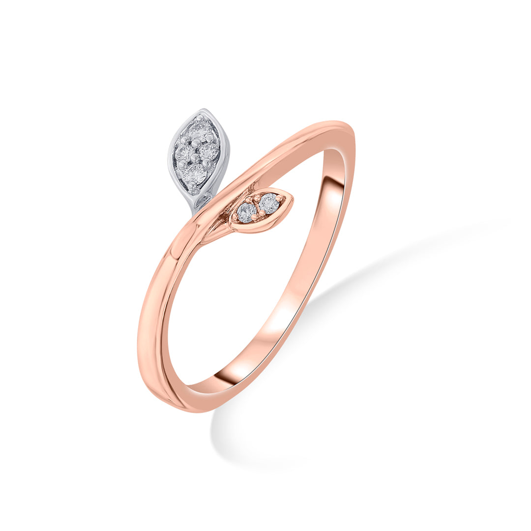 Fern Bloom Diamond & Gold Casual Ring for Women