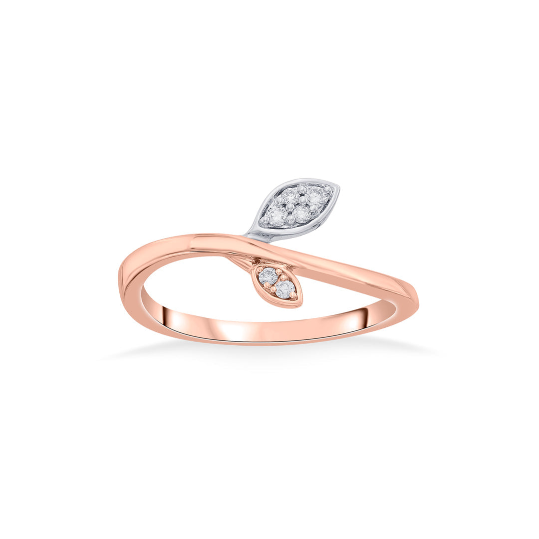 Fern Bloom Diamond & Gold Casual Ring for Women