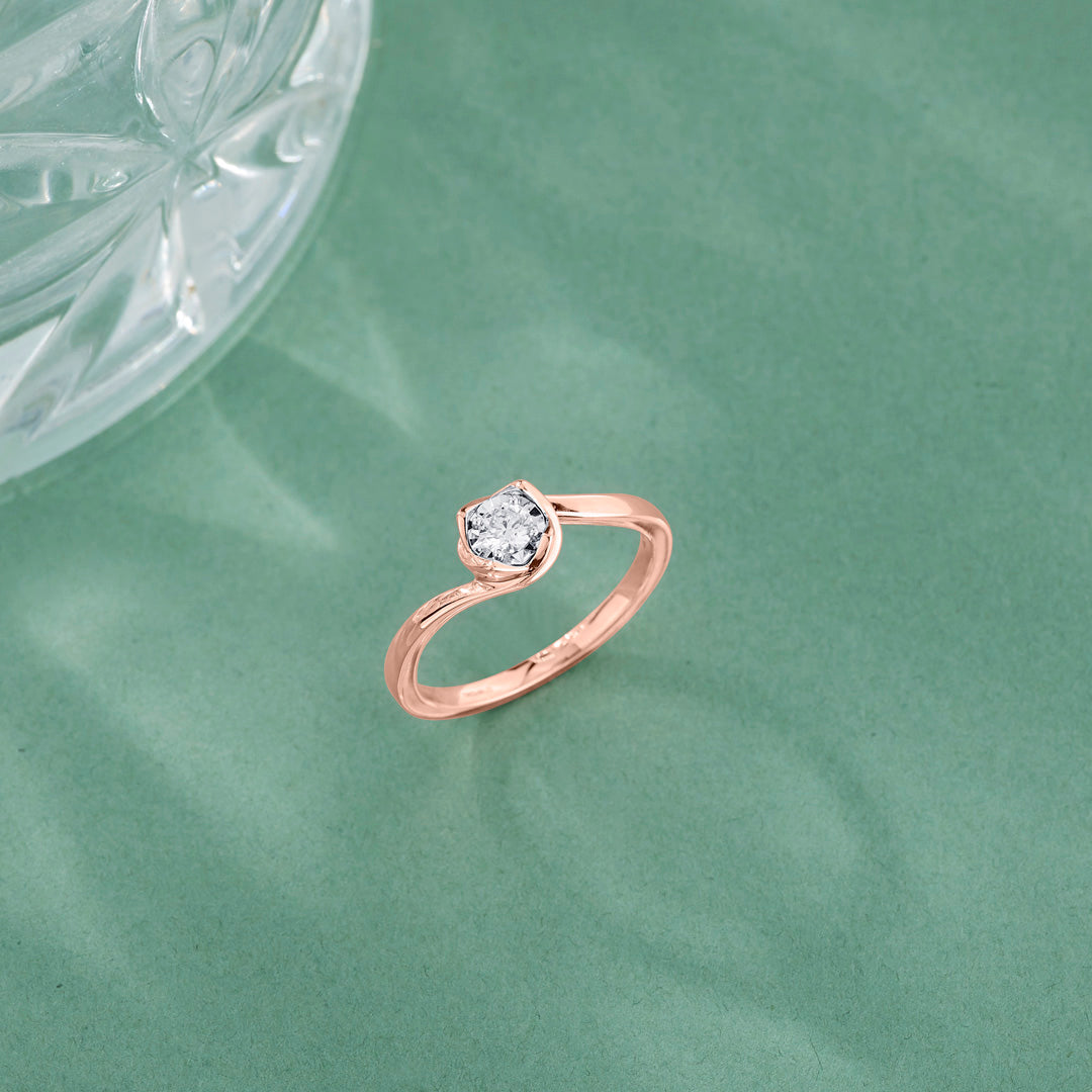 Studded Spiral Diamond & Gold Casual Ring for Women