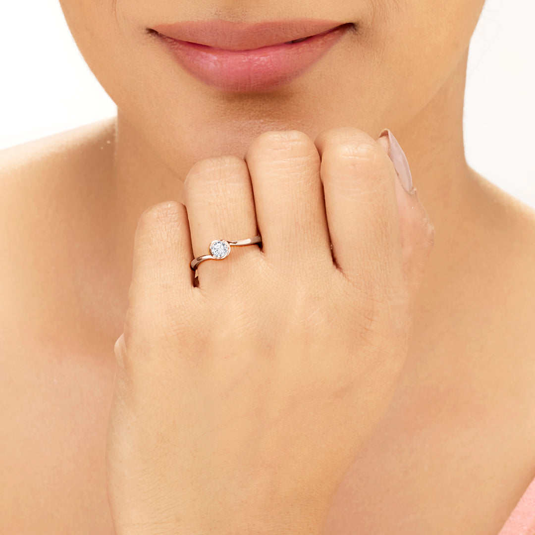 Studded Twist Diamond & Gold Casual Ring for Women
