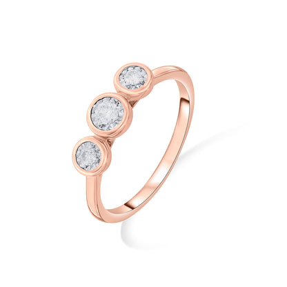 Triple Gleam Diamond & Gold Casual Ring for Women
