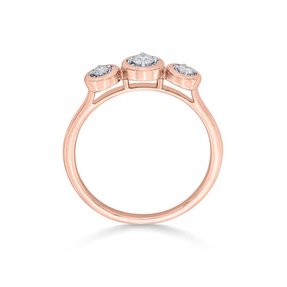 Triple Gleam Diamond & Gold Casual Ring for Women
