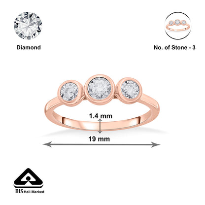 Triple Gleam Diamond & Gold Casual Ring for Women