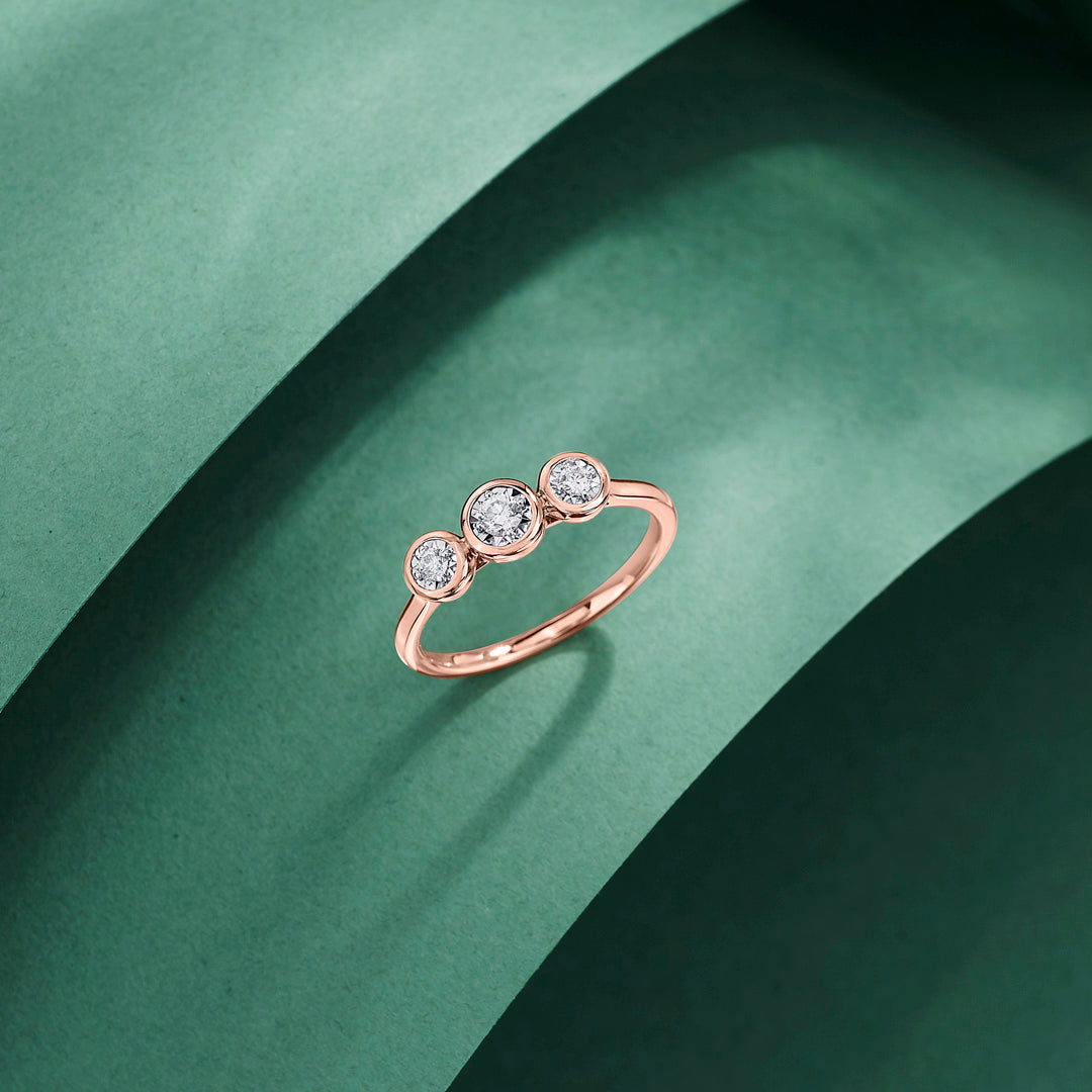 Triple Gleam Diamond & Gold Casual Ring for Women