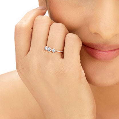Triple Gleam Diamond & Gold Casual Ring for Women