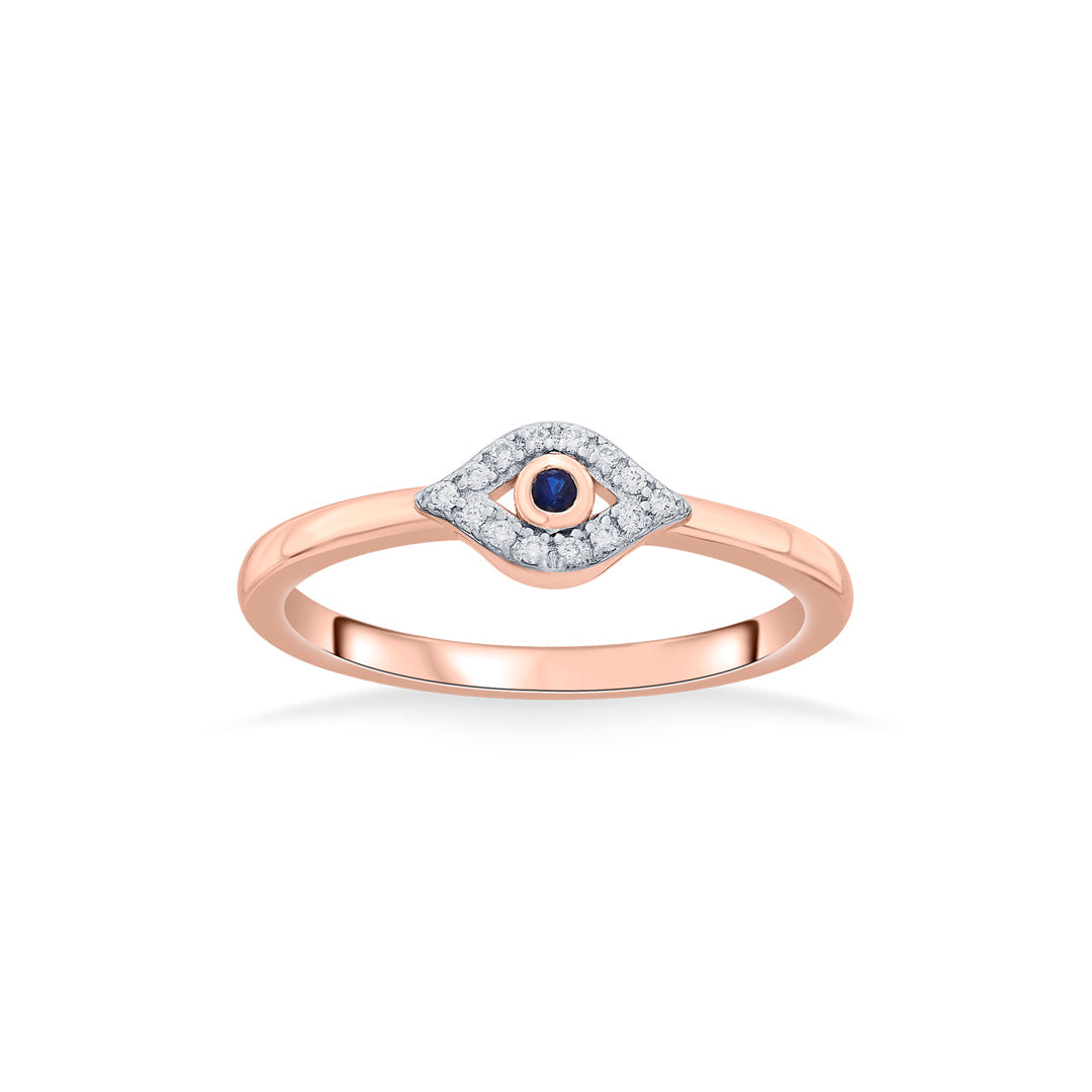 Evil Eye Charm Diamond & Gold Casual Ring for Women
