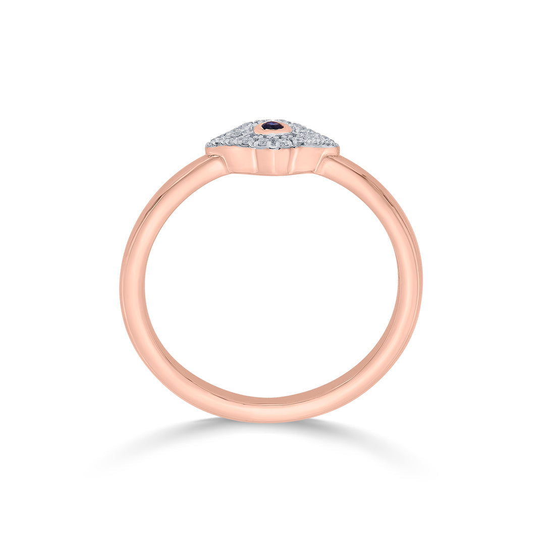 Evil Eye Charm Diamond & Gold Casual Ring for Women
