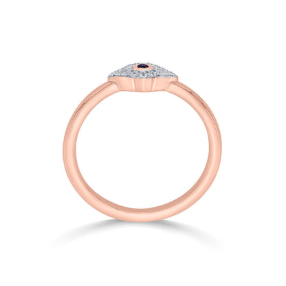 Evil Eye Charm Diamond & Gold Casual Ring for Women