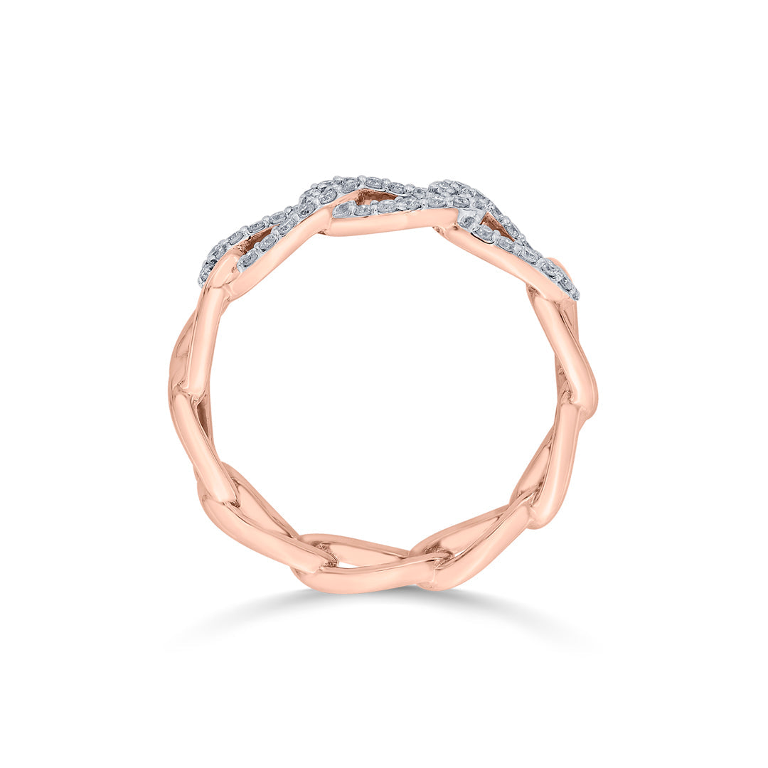 Chain Link Diamond & Gold Fashion Ring for Women