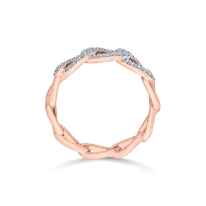 Chain Link Diamond & Gold Fashion Ring for Women
