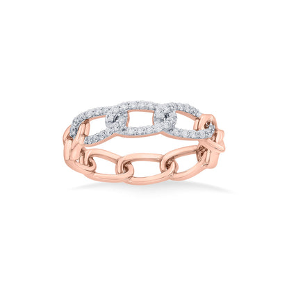 Chain Link Diamond & Gold Fashion Ring for Women