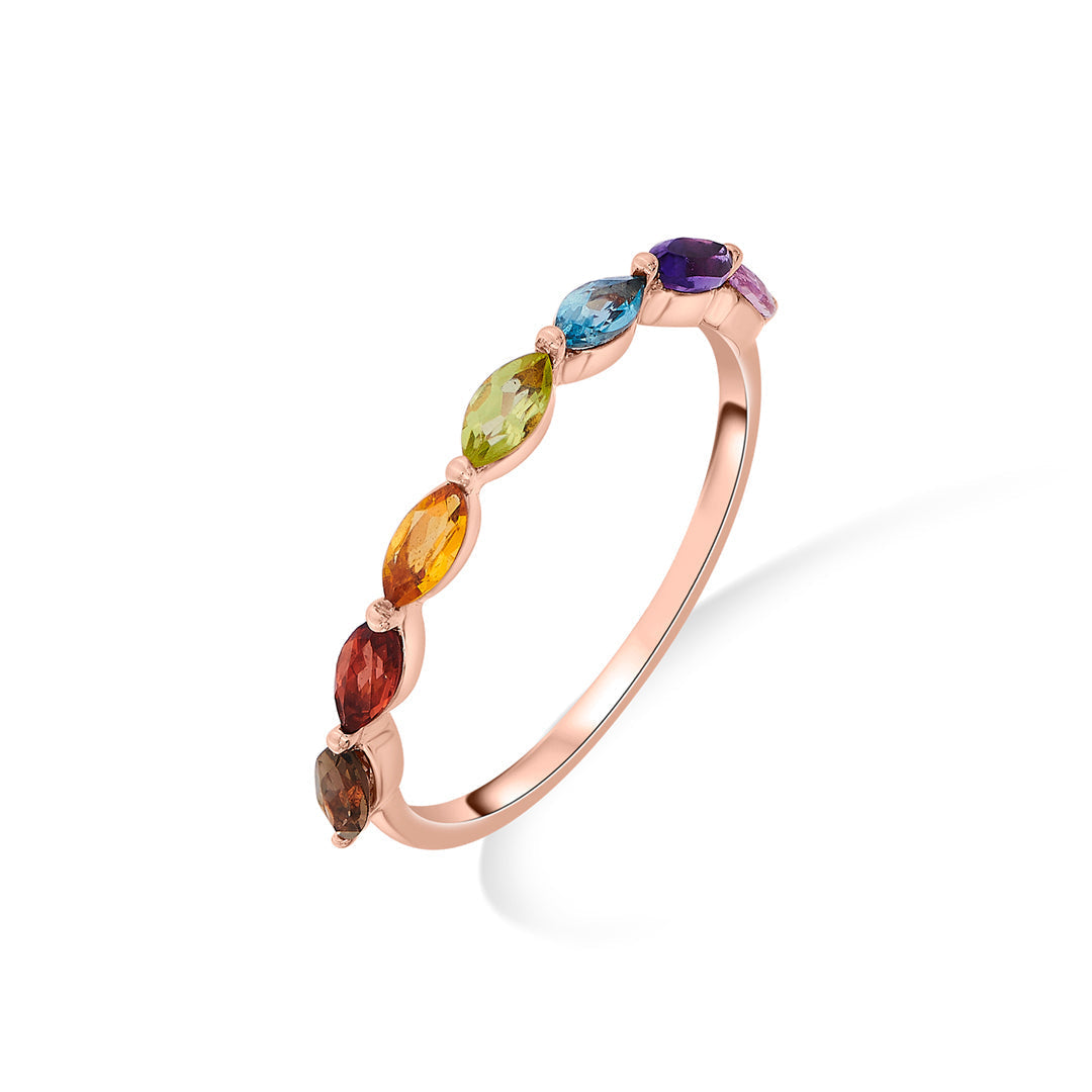 Multi Gem Gold Fashion Ring for Women