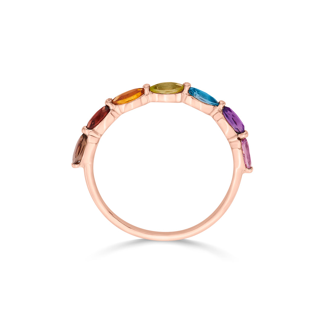 Multi Gem Gold Fashion Ring for Women