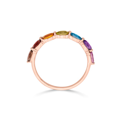 Multi Gem Gold Fashion Ring for Women