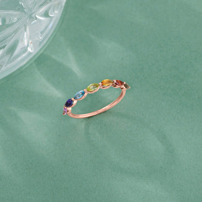 Multi Gem Gold Fashion Ring for Women