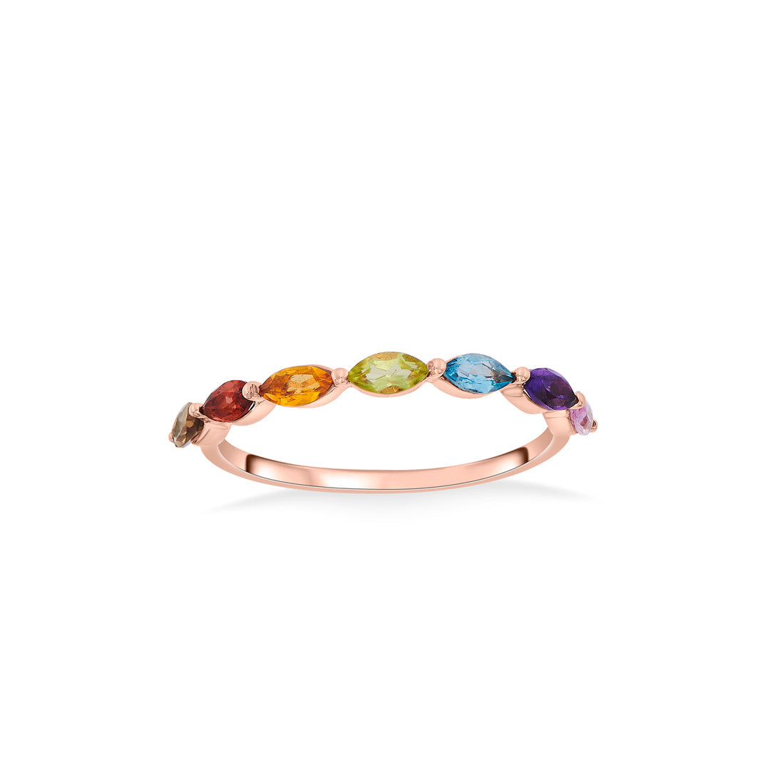 Multi Gem Gold Fashion Ring for Women