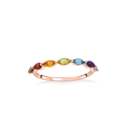 Multi Gem Gold Fashion Ring for Women