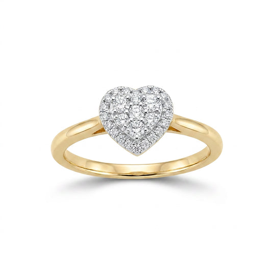 Heart Sparkle Heart Yellow Gold & Diamond Ring