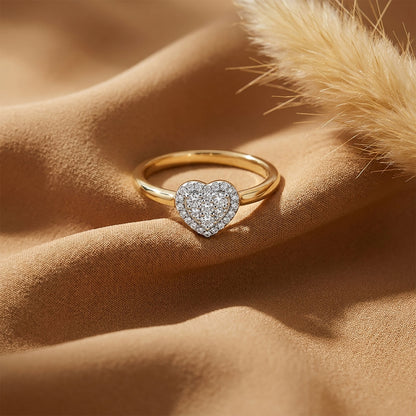 Heart Sparkle Heart Yellow Gold & Diamond Ring