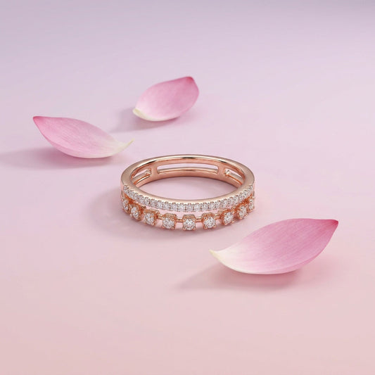 Rosy Whisper Band Rose Gold & Diamond Ring