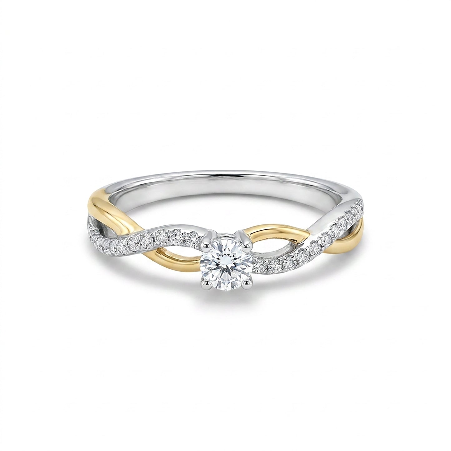 Lustre Line Engagement Yellow + White Gold & Diamond Ring