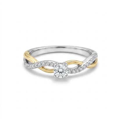 Lustre Line Engagement Yellow + White Gold & Diamond Ring