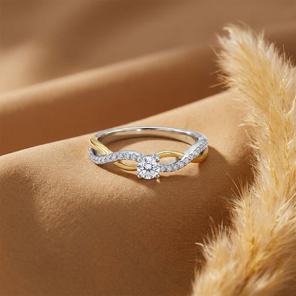 Lustre Line Engagement Yellow + White Gold & Diamond Ring