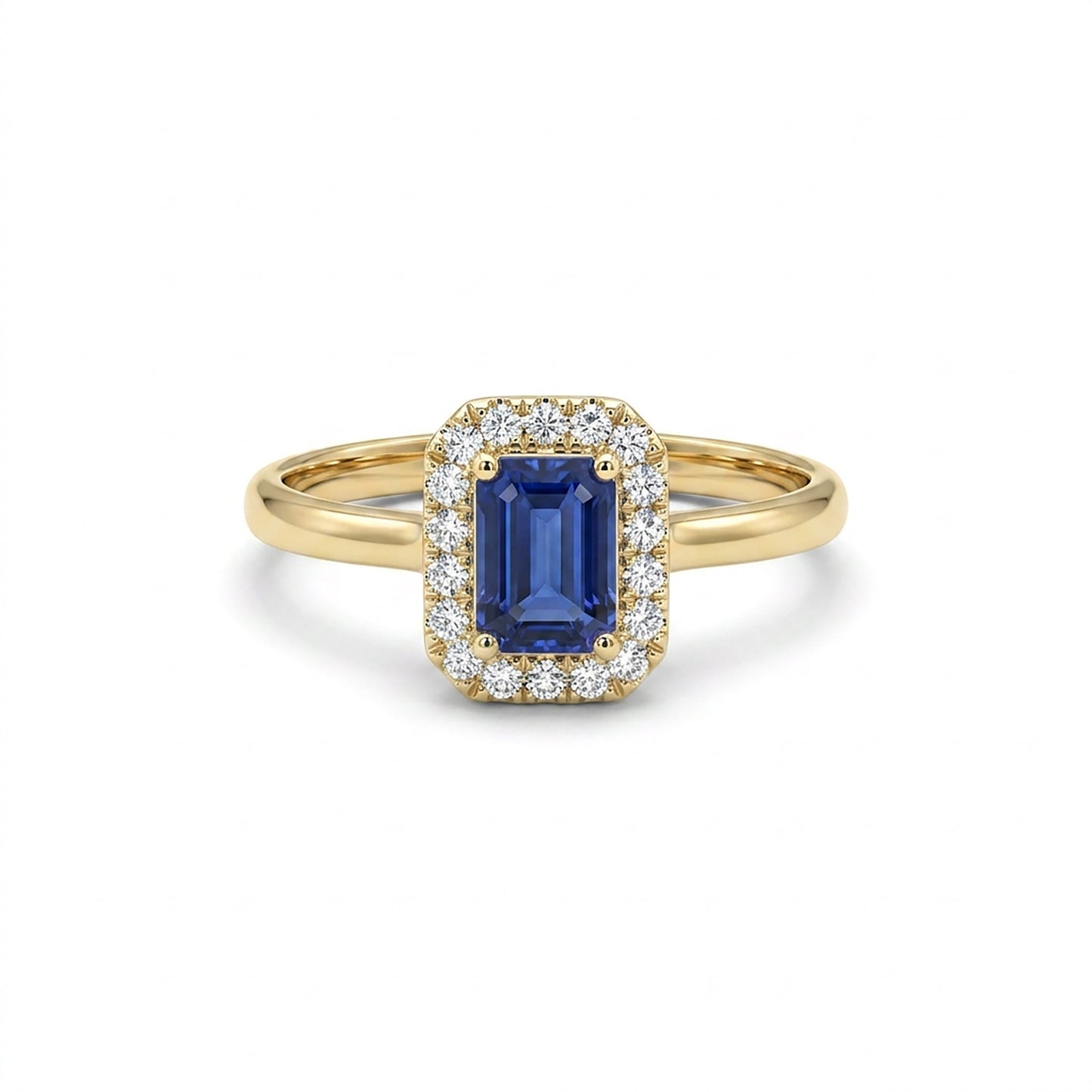 Azure Crystal Engagement Yellow Gold & Diamond Ring
