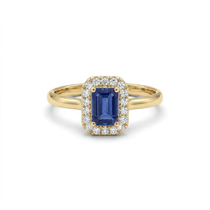 Azure Crystal Engagement Yellow Gold & Diamond Ring